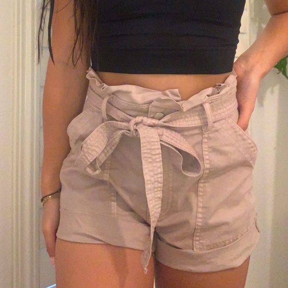 Abercrombie & Fitch Pants - A&F Paperbag High Waisted Shorts Size XS Light Pink Tan Abercrombie